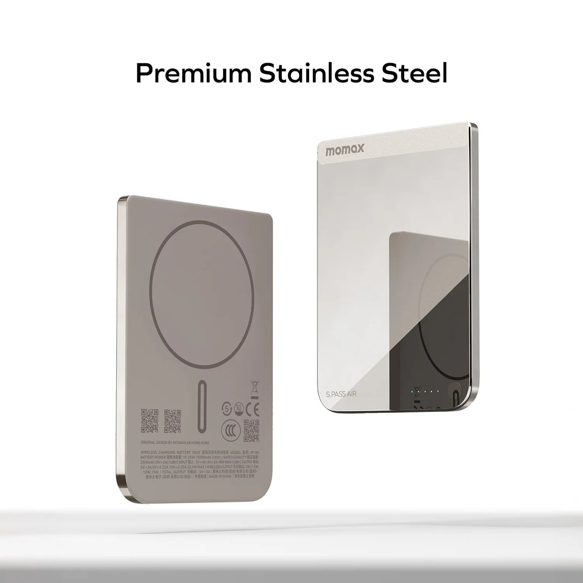 MOMAX 1-Power S.Pass Air 5000mAh 超薄磁吸流動電源(IP180)(鈦色)