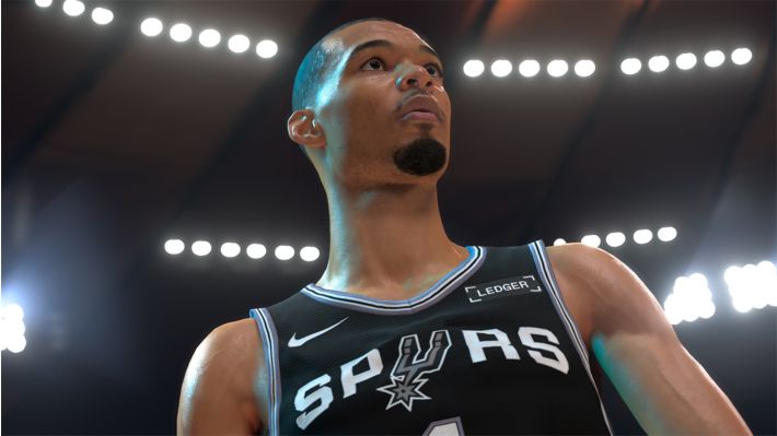 NBA 2K27 馬刺隊球員在場館燈光下