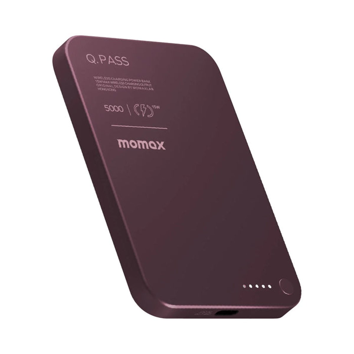 MOMAX 1-Power Q.Pass 5000mAh 磁吸流動電源(暮櫻紅)