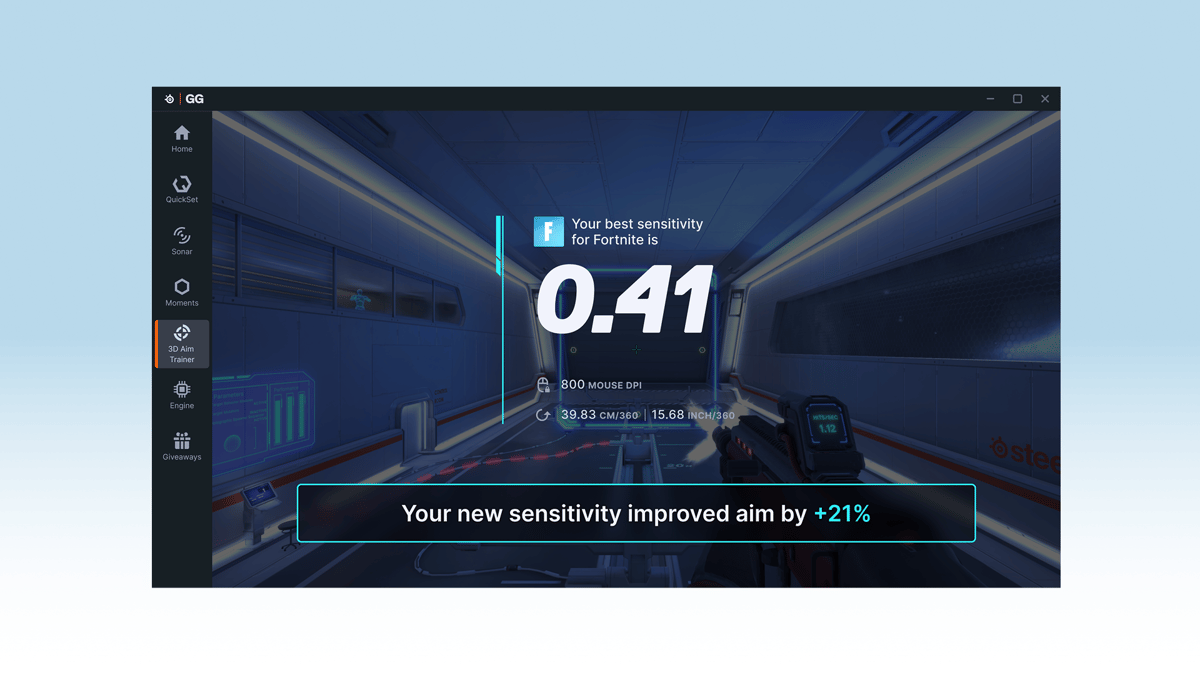Aerox 3 Wireless Gen 2 Fortnite Edition 靈敏度畫面，《要塞英雄》靈敏度 3.27、DPI 800