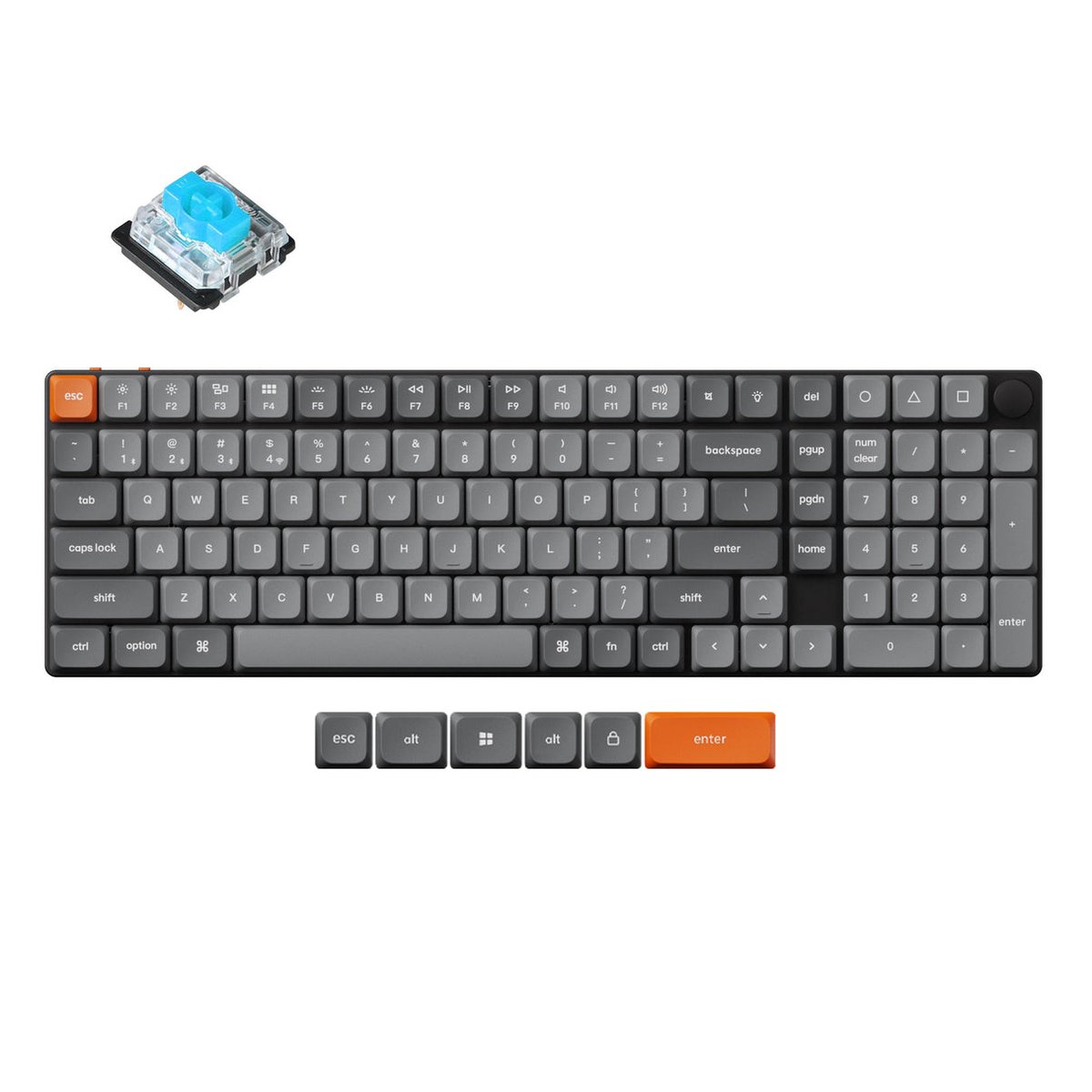 Keychron K17 Max (K17M-H2) RGB Swappable 極薄無線機械鍵盤(青軸)