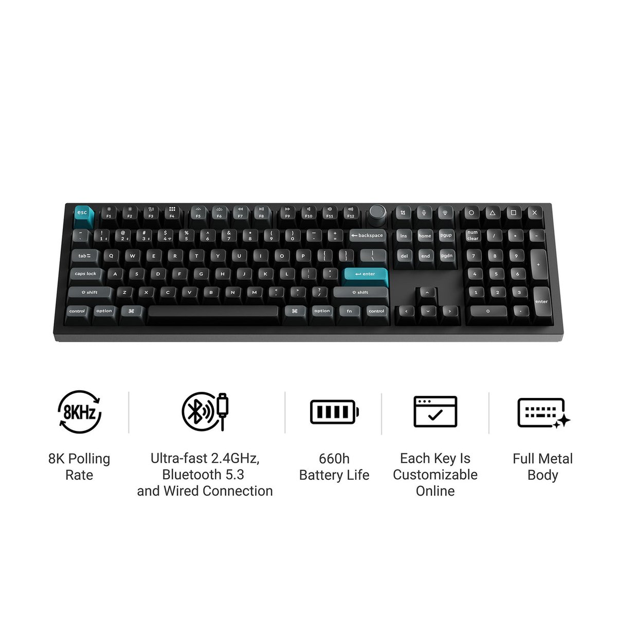 Keychron Q6 Ultra 8K (Q6U-P4) ZMK 108鍵 全鋁殼三模無線機械鍵盤(貝殼白-Keychron Silk POM 香蕉軸)