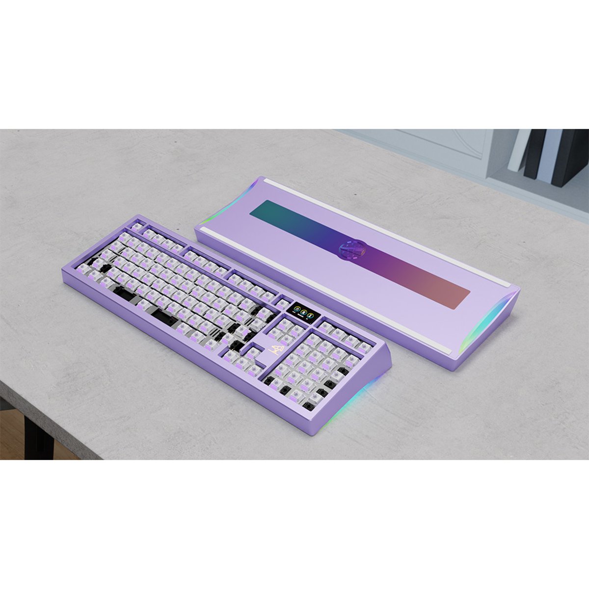 [預組裝無鍵帽成品] Meletrix Zoom98 SE 客製化鍵盤半成品(薰衣草紫陽極外殼、炫彩PVD配重-WS MORANDI SWITCH)