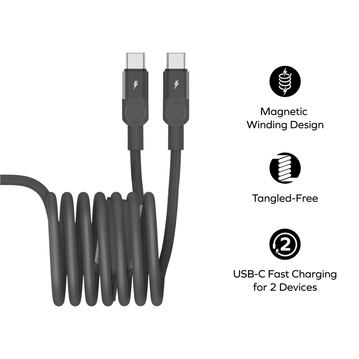 MOMAX Mag.link 100W USB-C to Dual USB-C 磁吸連接線(DC56)(200cm-沙漠金)