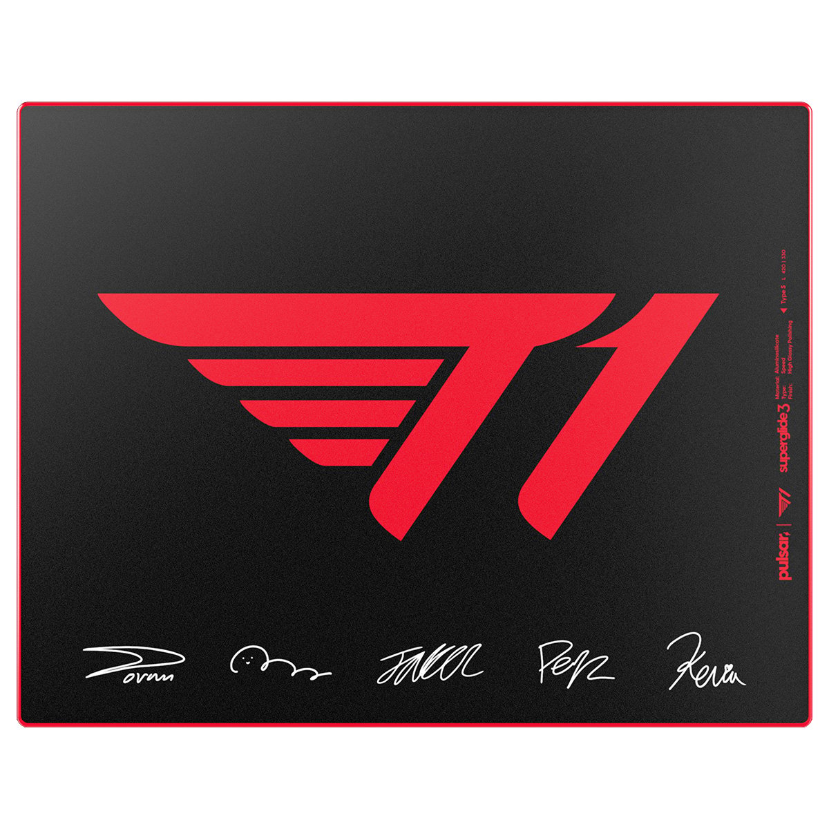 Pulsar ✕ T1 聯名版 Superglide V3 玻璃滑鼠墊(T1 Signature Red-L)