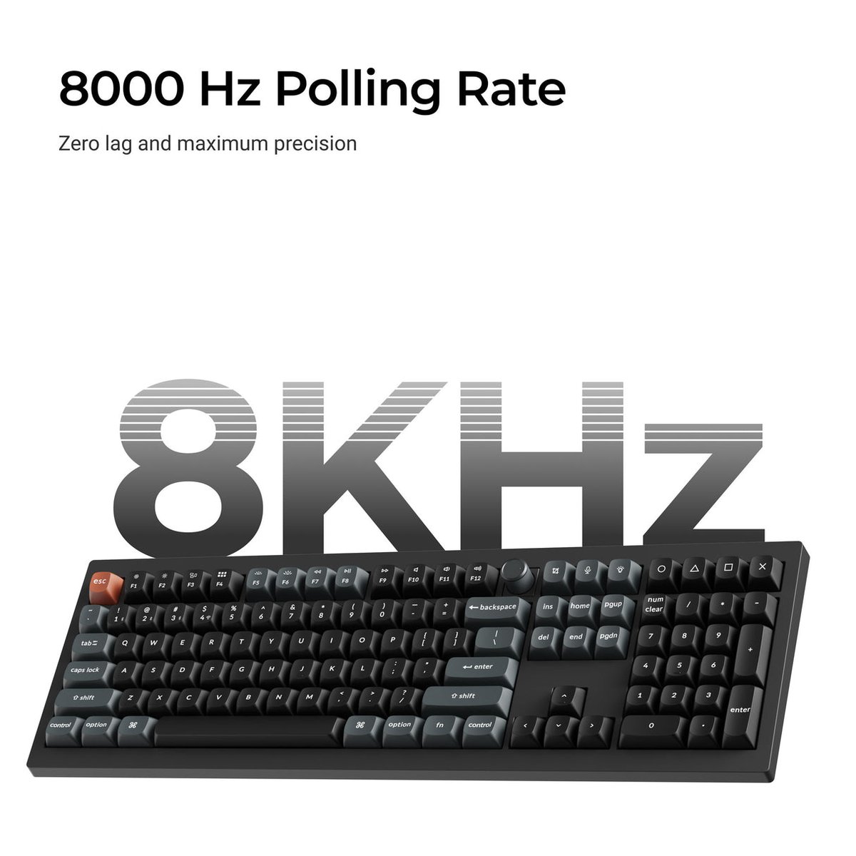 Keychron V6 Ultra 8K (V6U-D4) ZMK 108鍵 三模無線機械鍵盤(碳黑-Keychron Silk POM 香蕉軸)