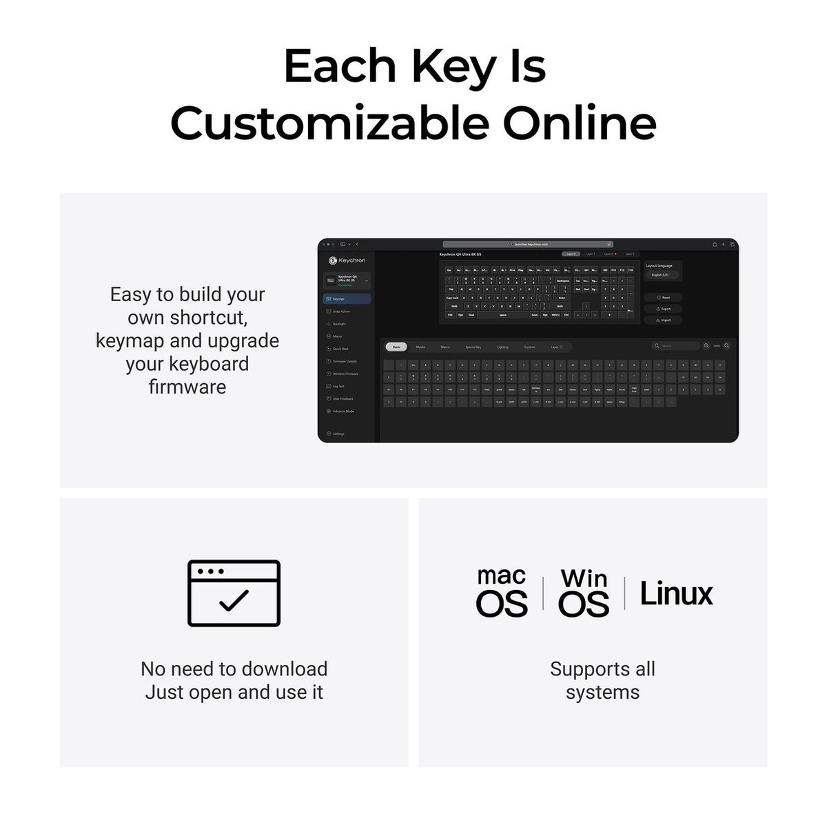 Keychron Q6 Ultra 8K (Q6U-P4) ZMK 108鍵 全鋁殼三模無線機械鍵盤(貝殼白-Keychron Silk POM 香蕉軸)