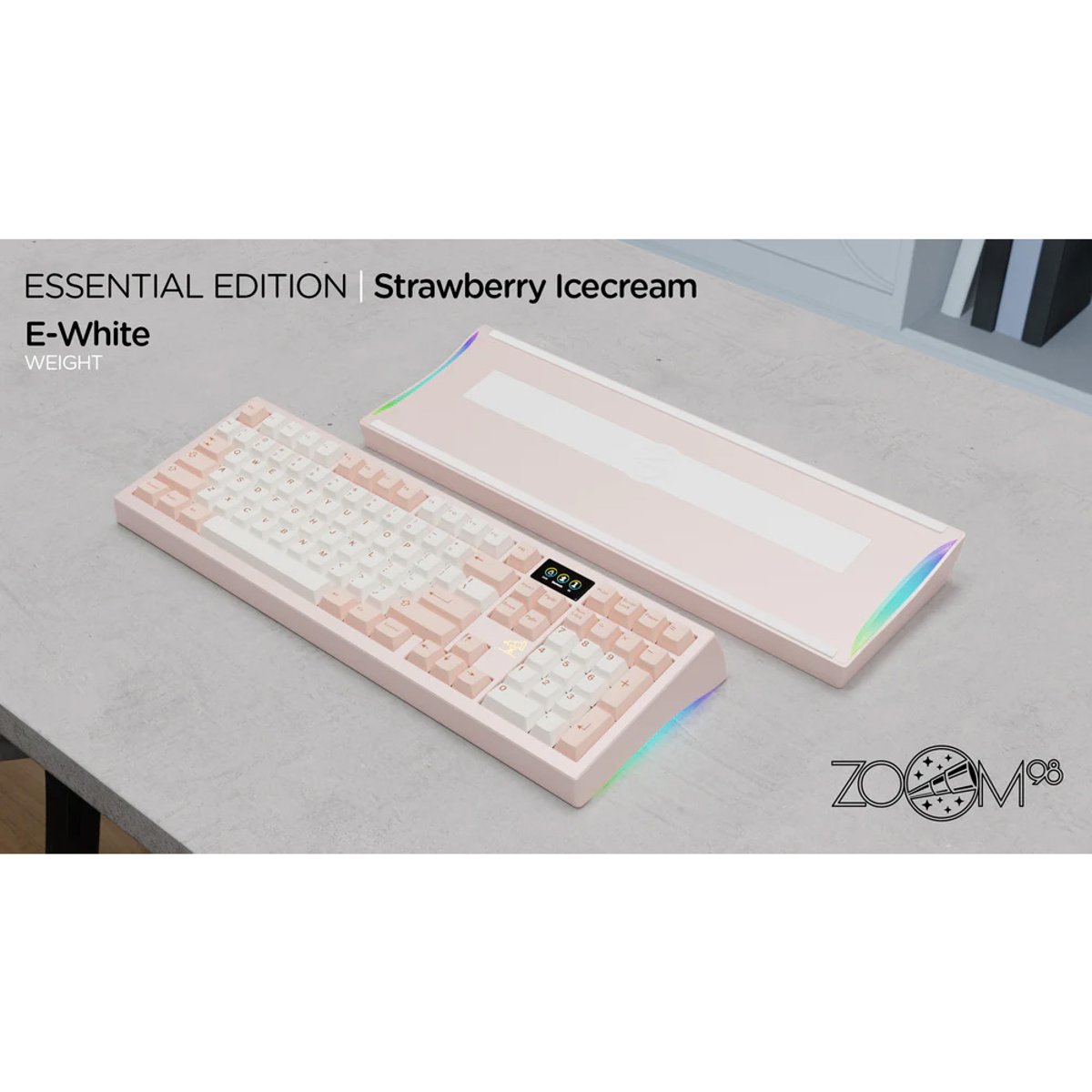 [現貨套件]Meletrix Zoom98 EE 客製化鍵盤套件(草莓冰噴塗外殼、E-White配重、有開槽三模PCB)