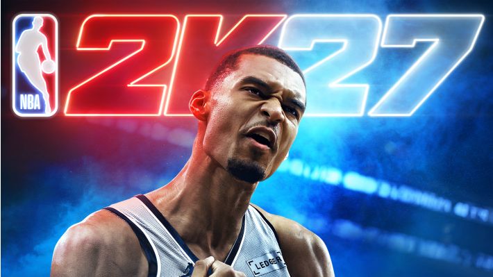 NBA 2K27 封面球員特寫與霓虹標誌