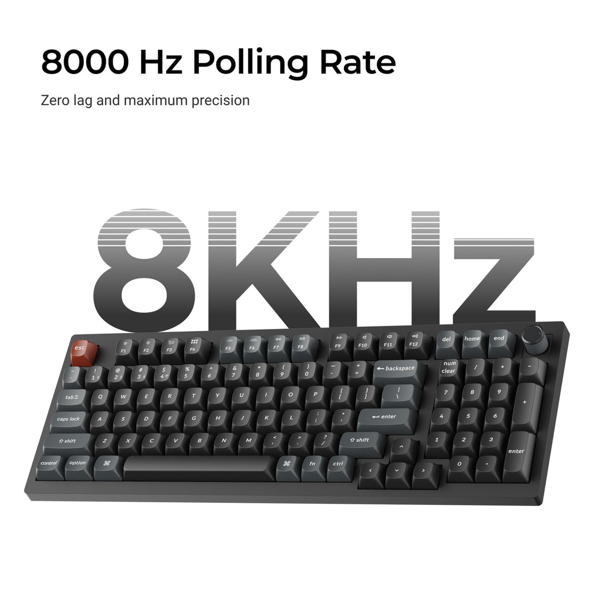 Keychron V5 Ultra 8K (V5U-D1) ZMK 96% 三模無線機械鍵盤(碳黑-Keychron Silk POM 紅軸)