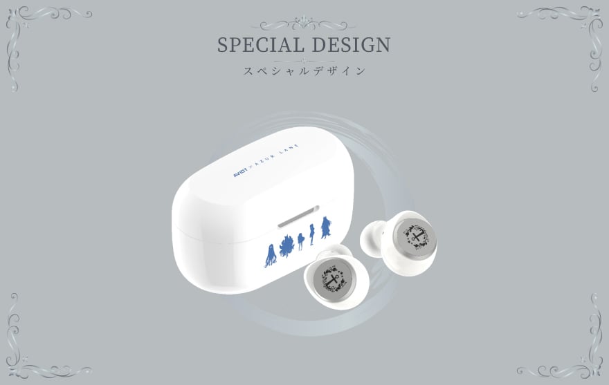 白色海洋風格耳機與充電盒