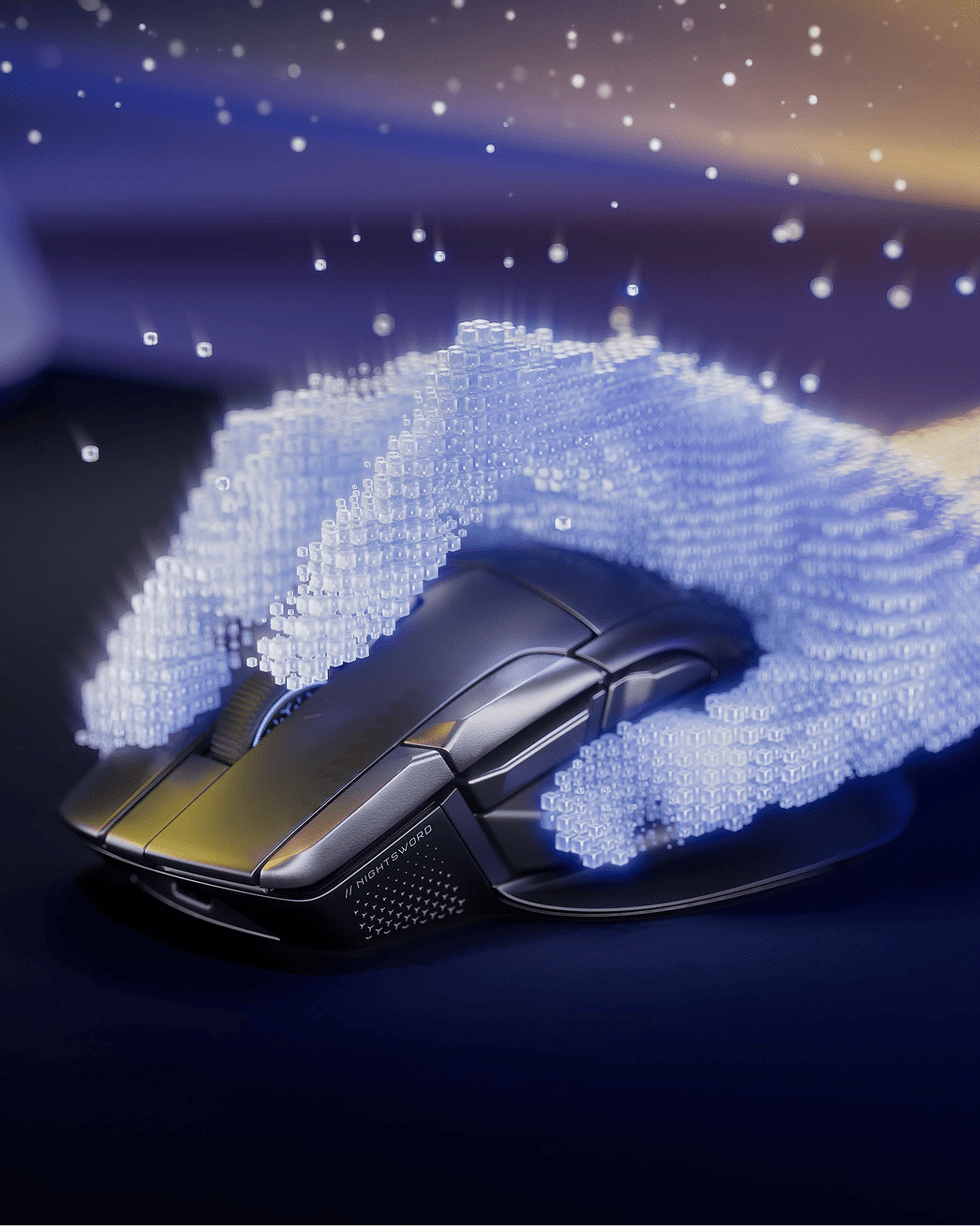 Corsair Nightsword v2 Wireless SD 側視，周圍為輪詢資料點