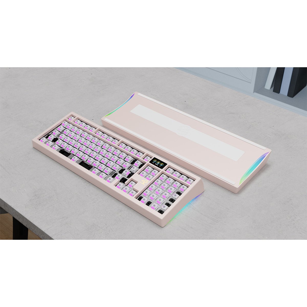 [預組裝無鍵帽成品] Meletrix Zoom98 EE 客製化鍵盤半成品(草莓冰噴塗外殼、E-White配重-WS MORANDI SWITCH)