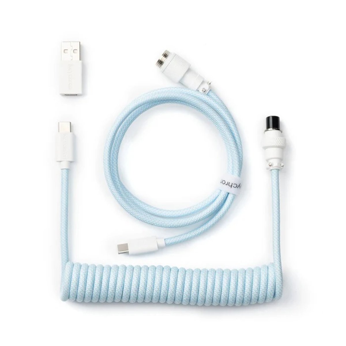 Keychron 定制編織USB-C捲線 (Cab-19)(淺粉藍)