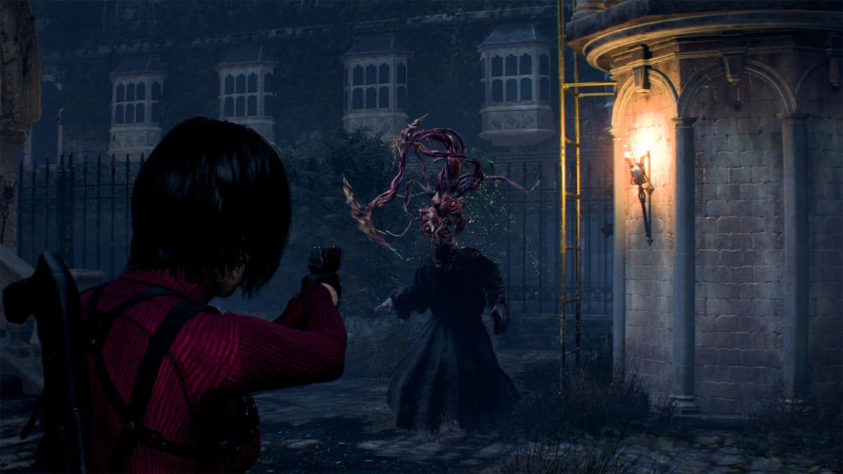 Resident Evil 4 艾達持槍瞄準頭上有寄生體的敵人