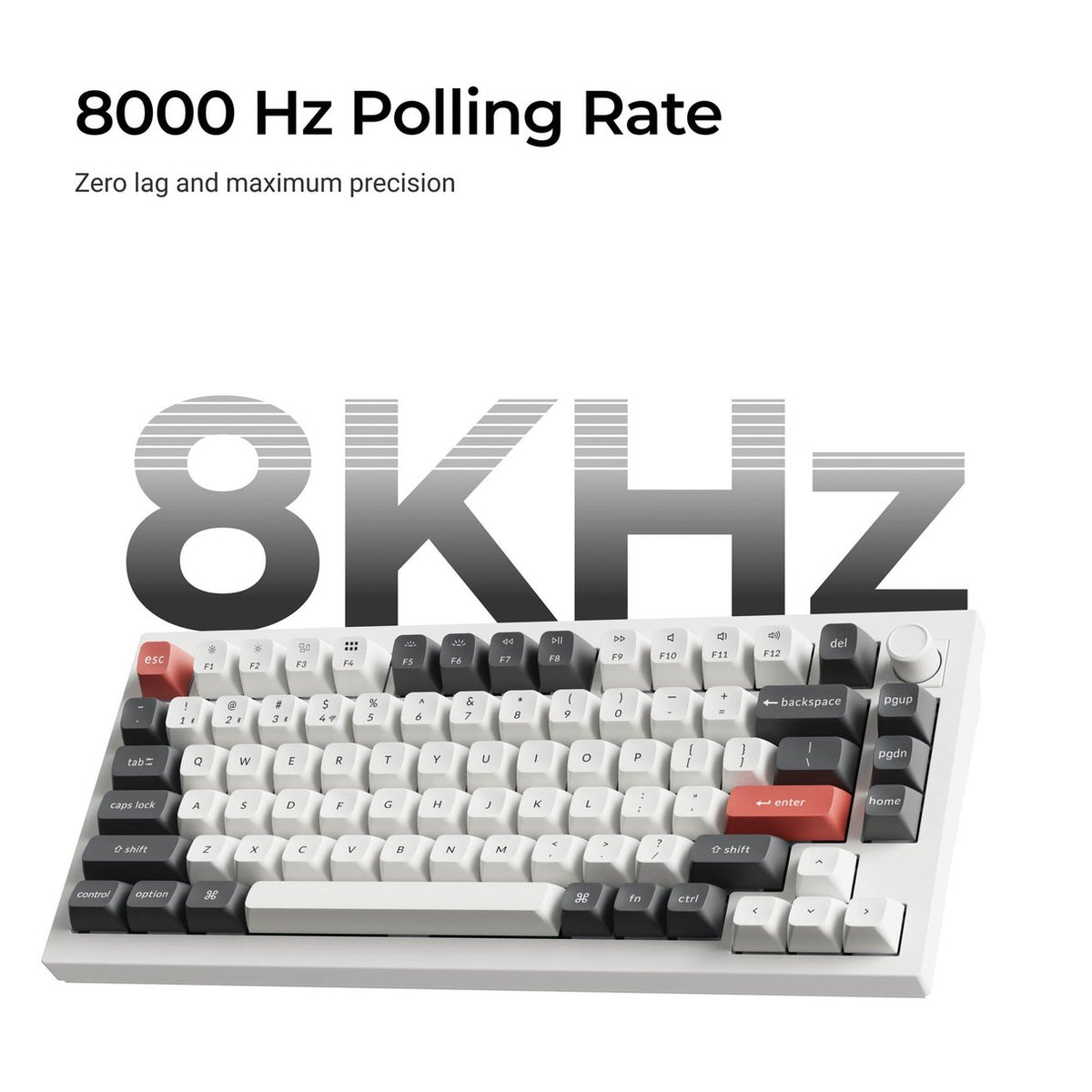 Keychron Q1 Ultra 8K (Q1U-M4) ZMK 75% 全鋁殼三模無線機械鍵盤(碳黑-Keychron Silk POM 香蕉軸)
