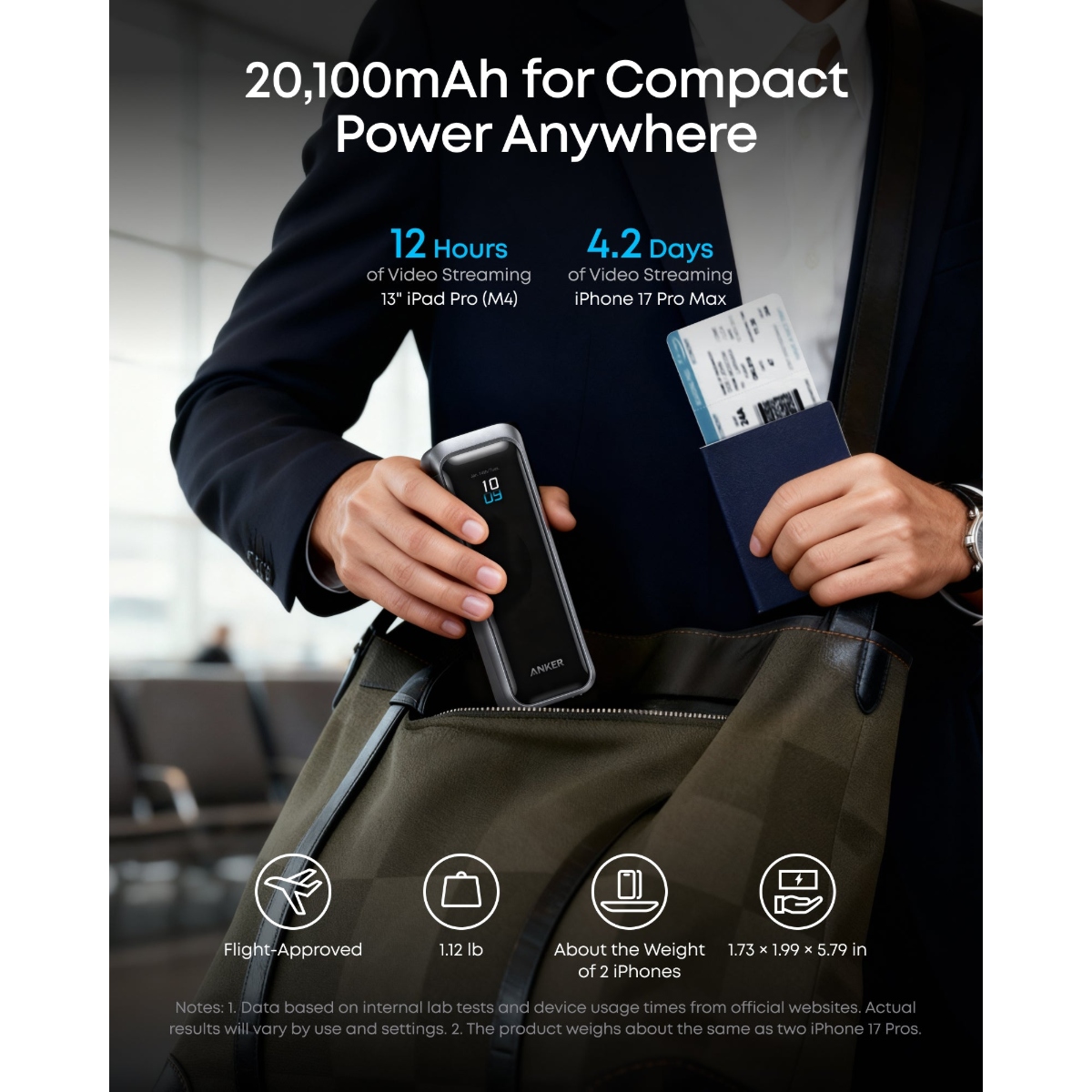 Anker Prime Power Bank 20000mAh 220W 雙向快充行動電源 (A110B)(Black)