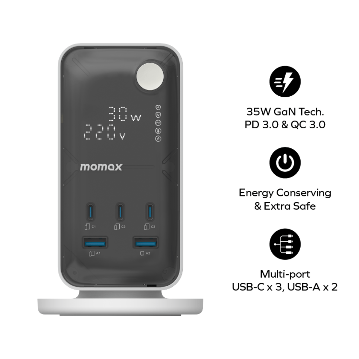 MOMAX 1-Charge Work Flow 35W 2A3C 6位拖板(US21)