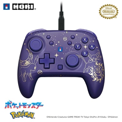 HORI 有線控制器 TURBO 青春版 For Nintendo Switch 2 (NSX-227A)(月亮伊布與太陽伊布-星光之夜)