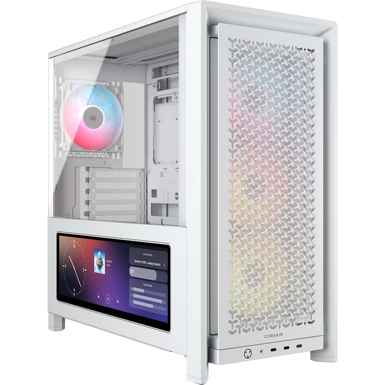 Corsair FRAME 4000D LCD RS ARGB Premium ATX中塔機箱 | 支援背插主板(14.5吋LCD+ARGB風扇-白色)
