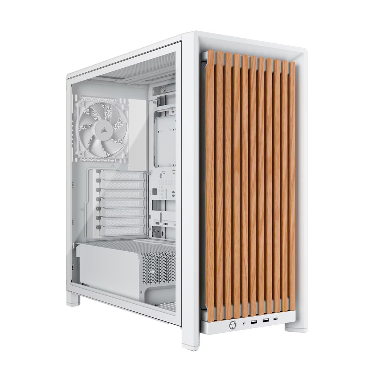 Corsair FRAME 4000D WOOD RS ARGB ATX中塔機箱 | 支援背插主板(RS120風扇-白色橡木紋)