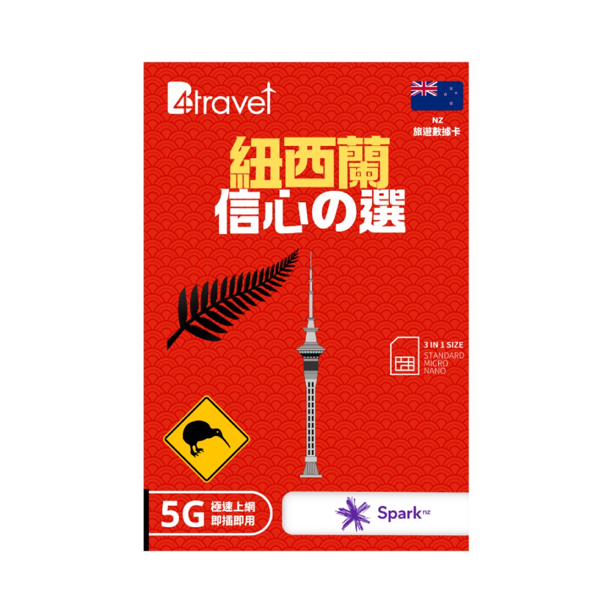 B4travel 紐西蘭 5天 5GB 無限上網卡 | 電話卡(5日5GB)