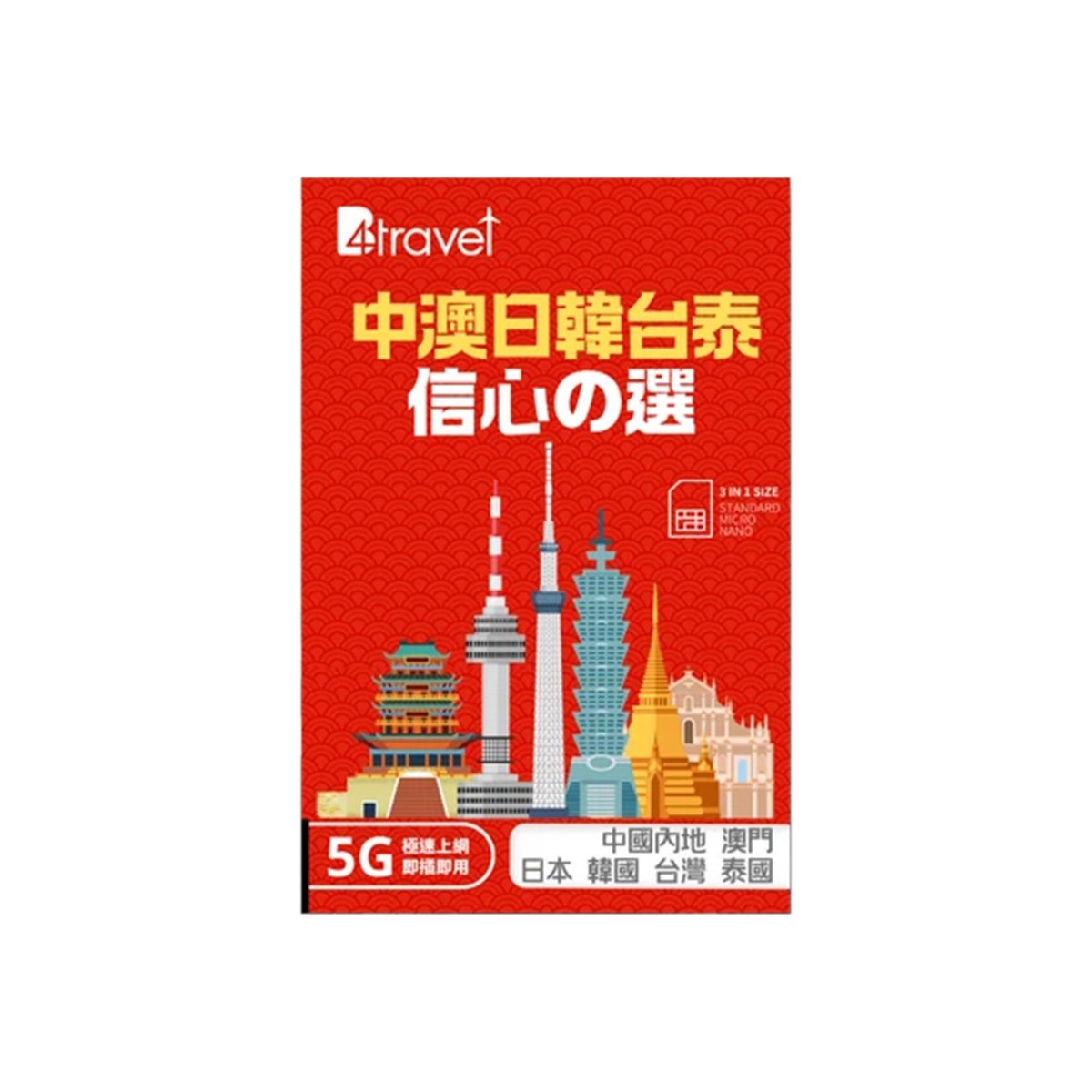 B4travel 中澳日韓台泰 5G 無限上網卡 | 電話卡(4日4GB)