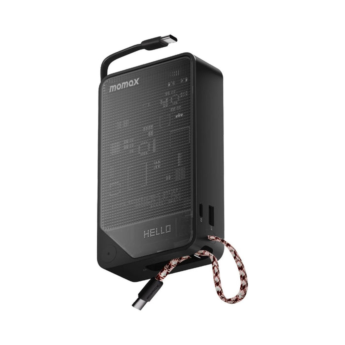 MOMAX 1-POWER X+ 20000mAh Battery 雙內建 USB-C 線流動電源(IP179)(黑色)