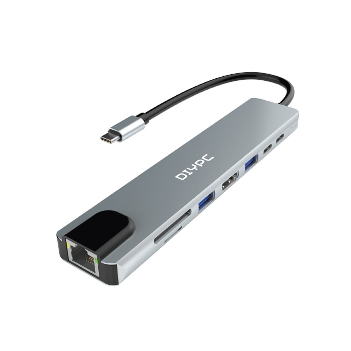 DIYPC 8合1 鋁合金 TYPE-C Hub 拓展塢
