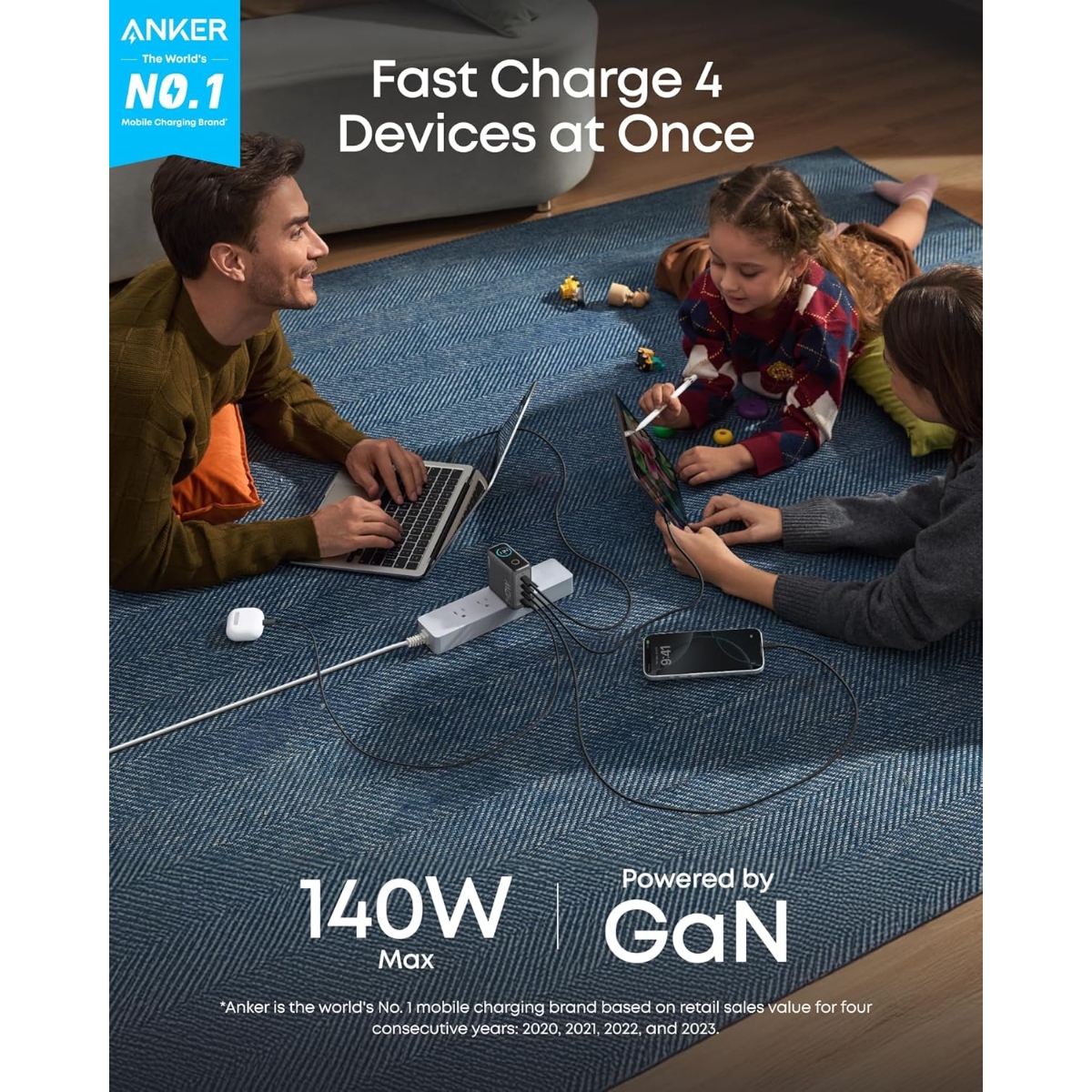 Anker Charger 140W 3C埠GaN多功能快充充電器 (B2697)(Silver)