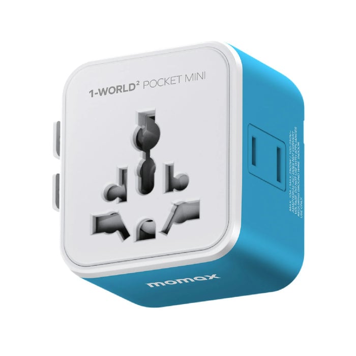 MOMAX 1-World2 Pocket Mini 雙AC旅行插座(藍色)