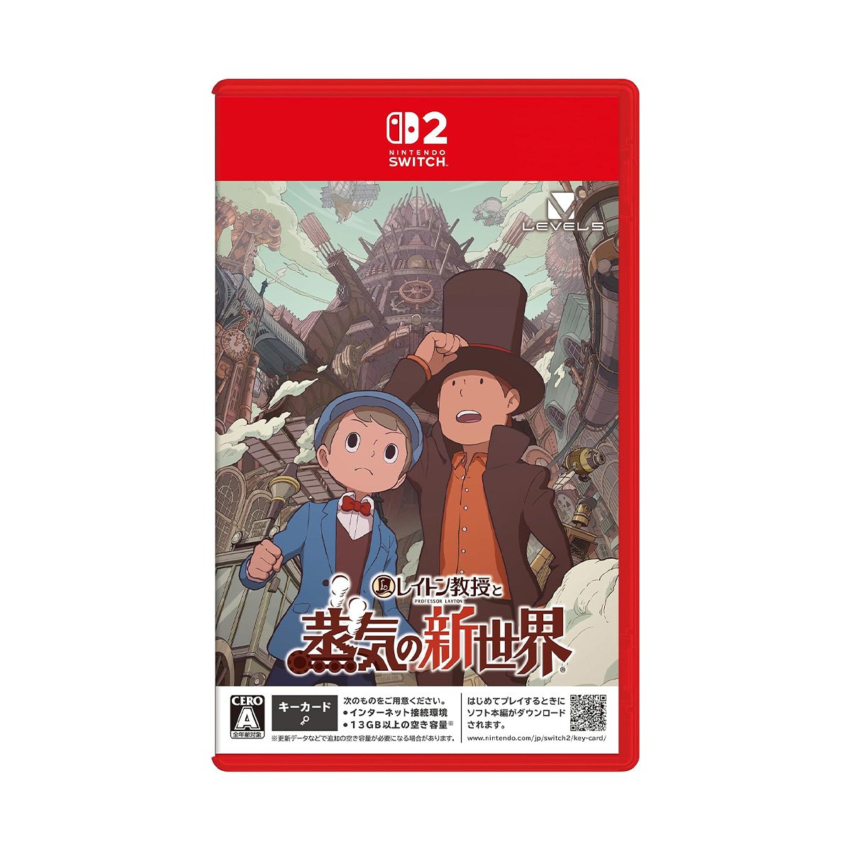 NS2《雷頓教授與蒸氣新世界》Professor Layton and the New World of Steam(日文封面)(鑰匙卡)(NS2)