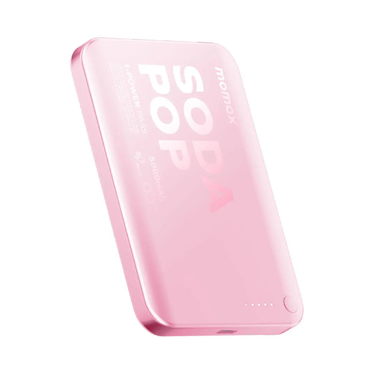 MOMAX 1-POWER PASS 5000mAh磁吸流動電源(IP165)(粉紅色)