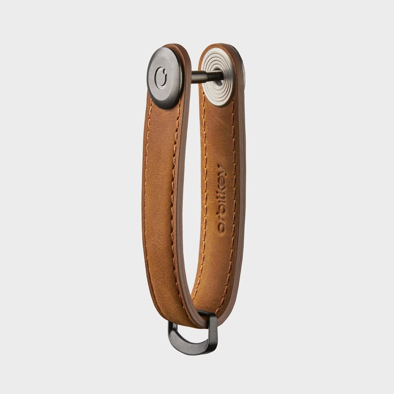 Orbitkey Crazy Horse Key Organiser 瘋馬皮鎖匙收納帶(栗棕-紅線)