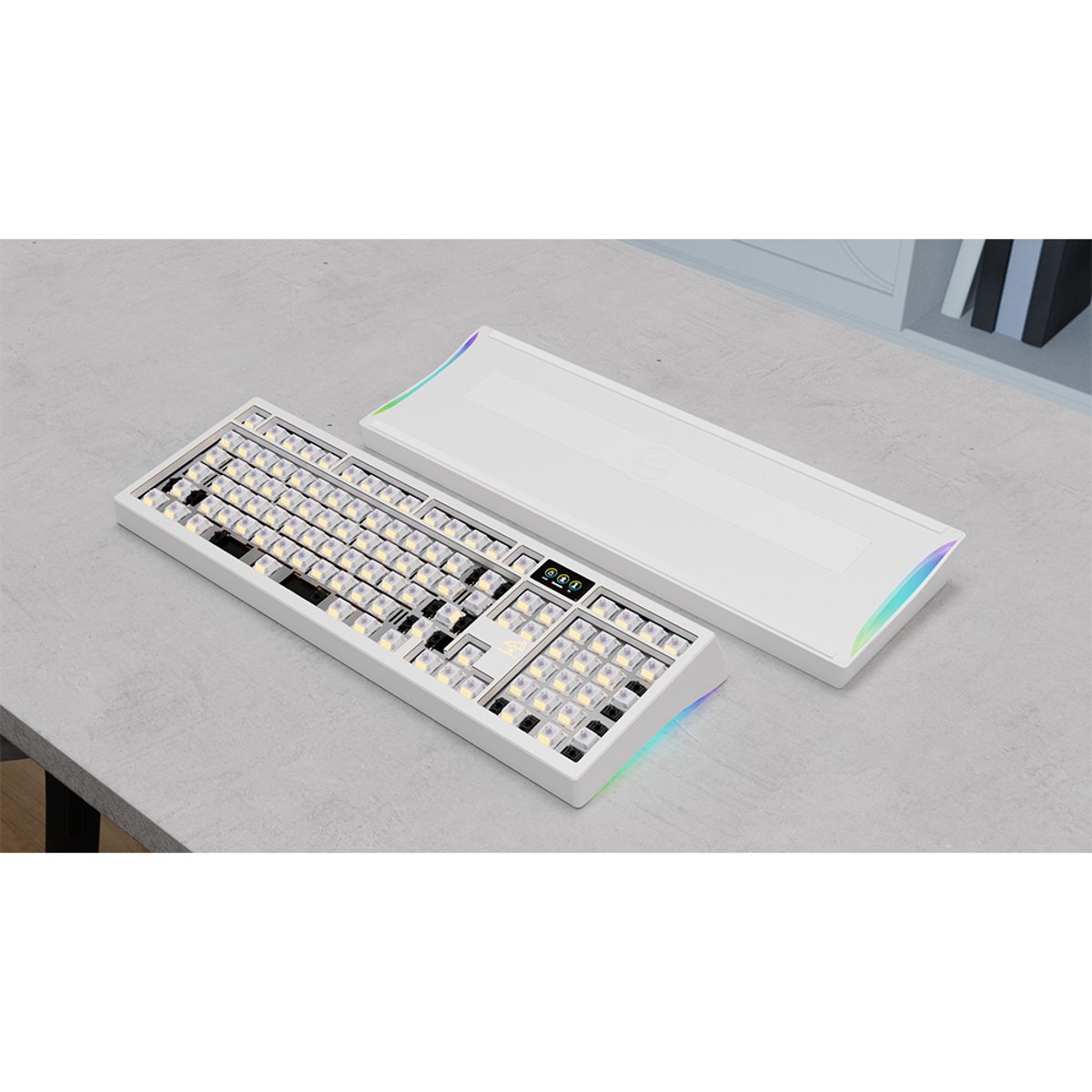 [預組裝無鍵帽成品] Meletrix Zoom98 EE 客製化鍵盤半成品(細花白噴塗外殼、E-White配重-WS MORANDI SWITCH)