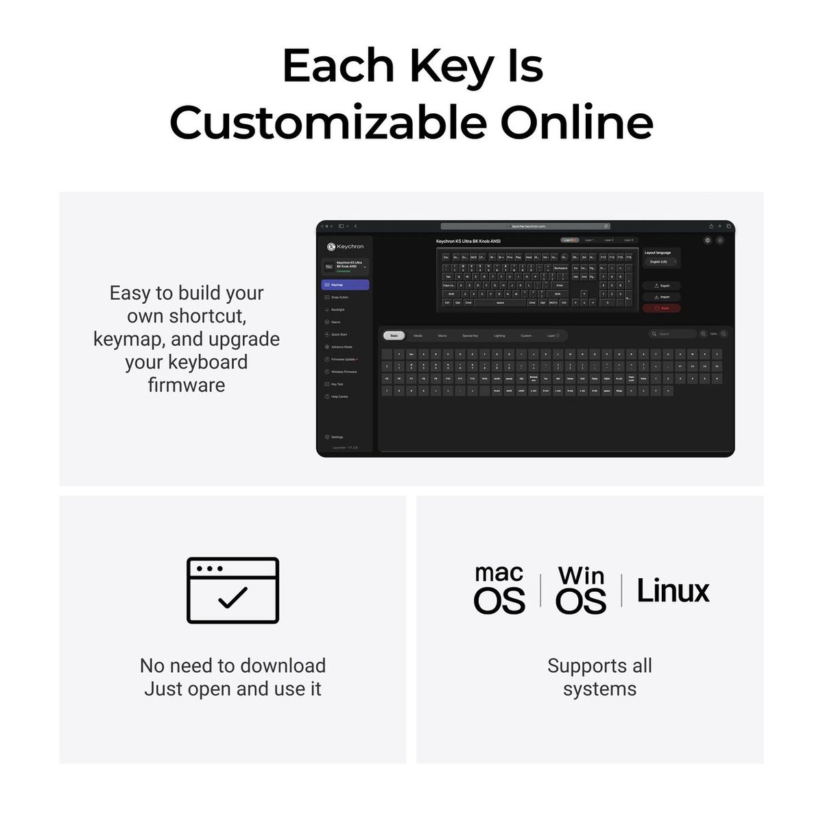 Keychron K5 Ultra (K5U-H4) 8K 無線機械鍵盤(Keychron Milk POM Switch - Banana)