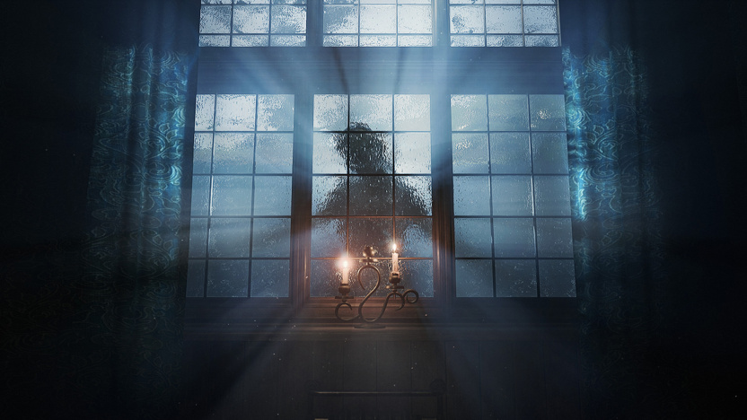 Layers of Fear 窗上人影與燭台，光線穿過玻璃