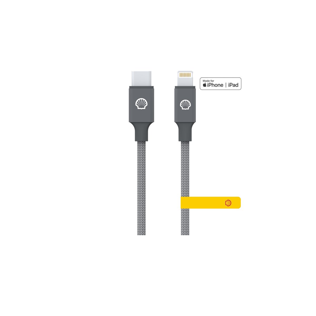 Shell CB-CL015 灰銀尼龍編織充電線(USB C to Lightning (MFi)-1米)