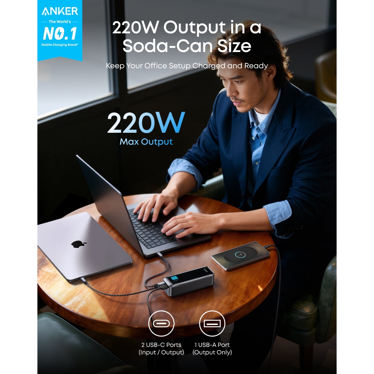 Anker Prime Power Bank 20000mAh 220W 雙向快充行動電源 (A110B)(Black)
