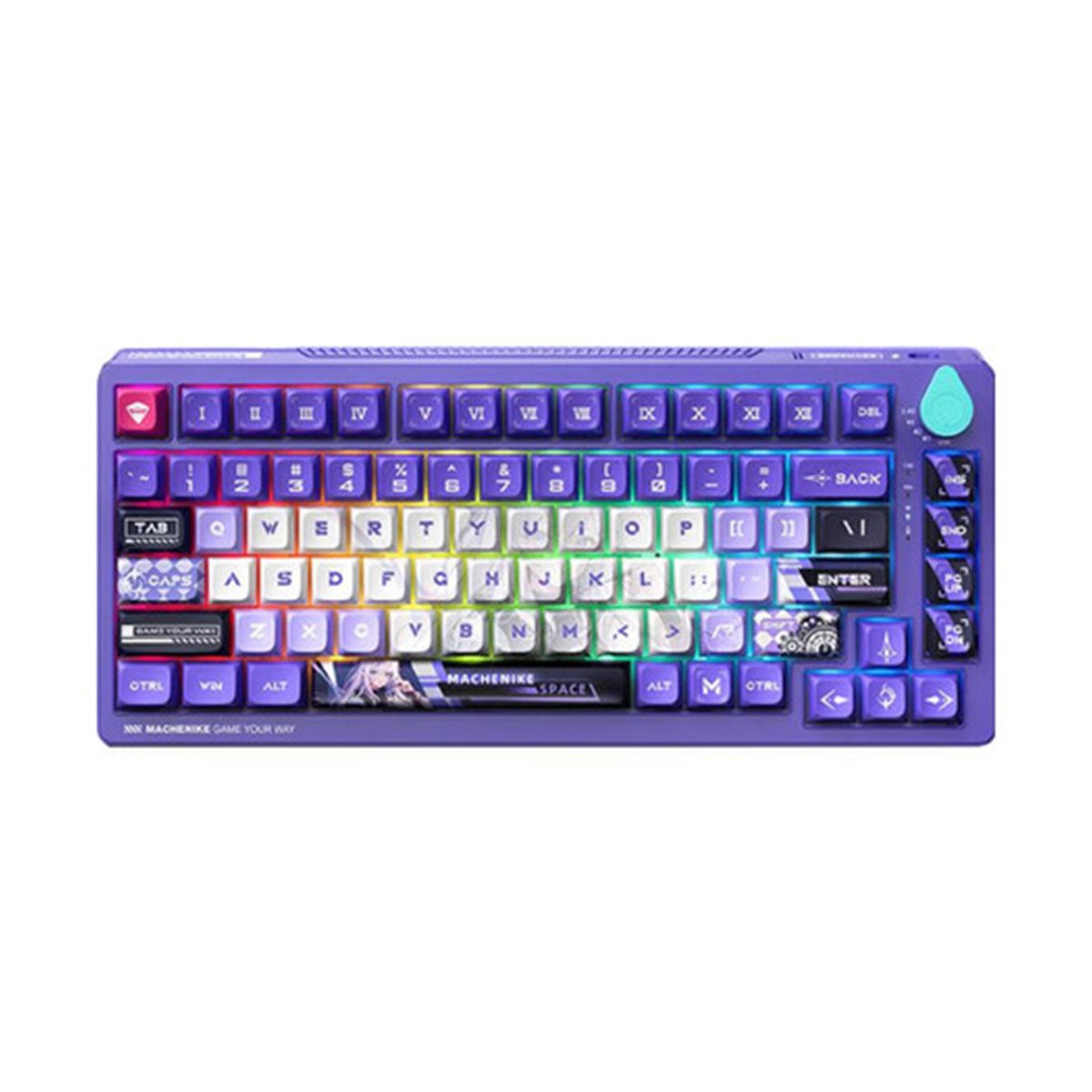 Machenike K600T Hot-Swappable 三模82鍵 機械式鍵盤(紫軸-白澤紫色)