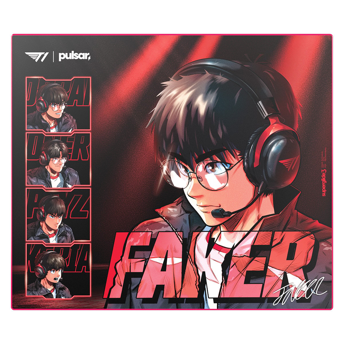 Pulsar ✕ T1 聯名版 Superglide V3 玻璃滑鼠墊(IN THE GAME- FAKER-XL)