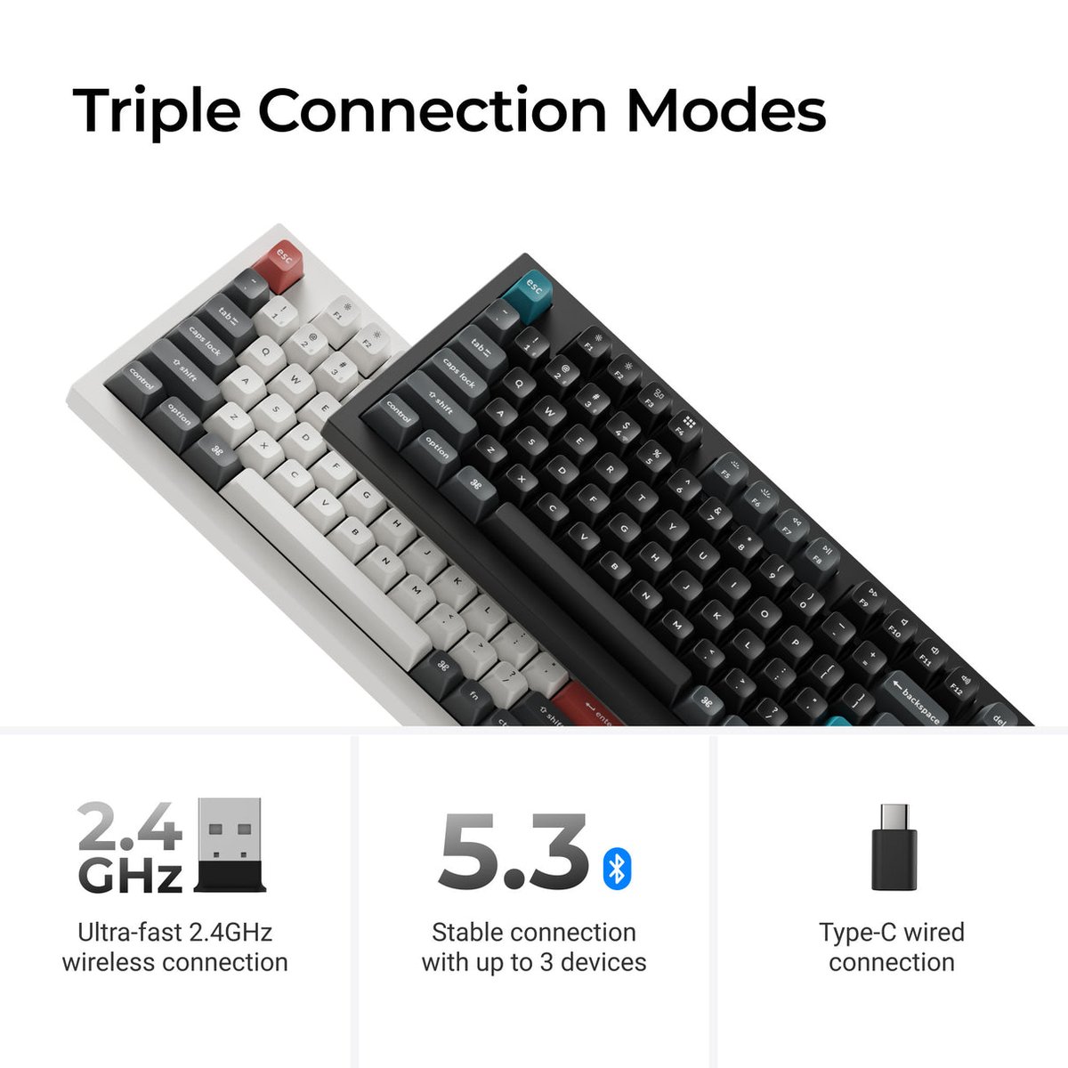 Keychron Q5 Ultra 8K (Q5U-M4) ZMK 96% 全鋁殼三模無線機械鍵盤(Keychron Silk POM 香蕉軸-黑色)