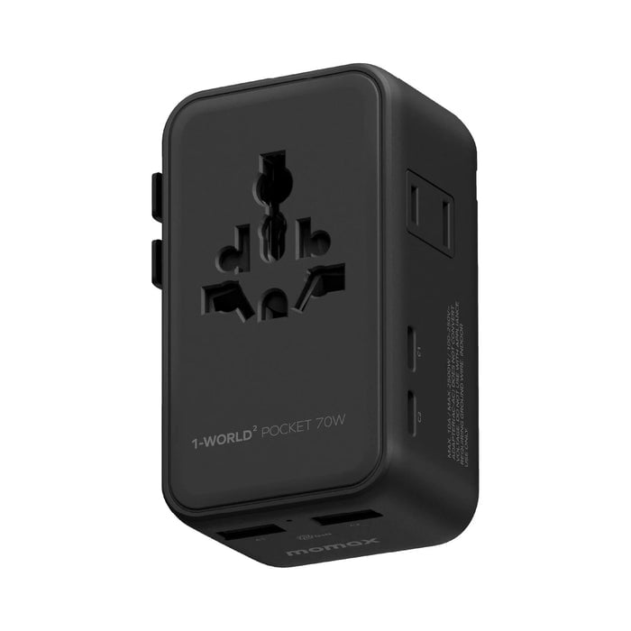MOMAX 1-World2 Pocket 70W 四接口雙AC旅行充電插座(黑色)