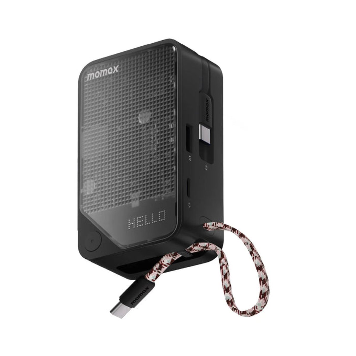 MOMAX 1-POWER X+ 10000mAh Battery 雙內建 USB-C 線流動電源(IP178)(黑色)