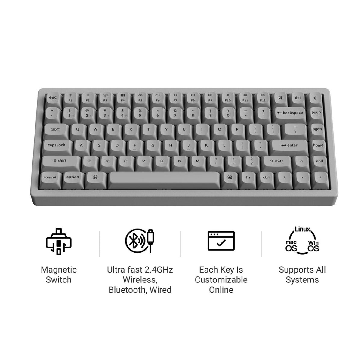 Keychron K2 HE (K2H-F1C) QMK 三模無線磁軸鍵盤(特別版-Concrete Edition)