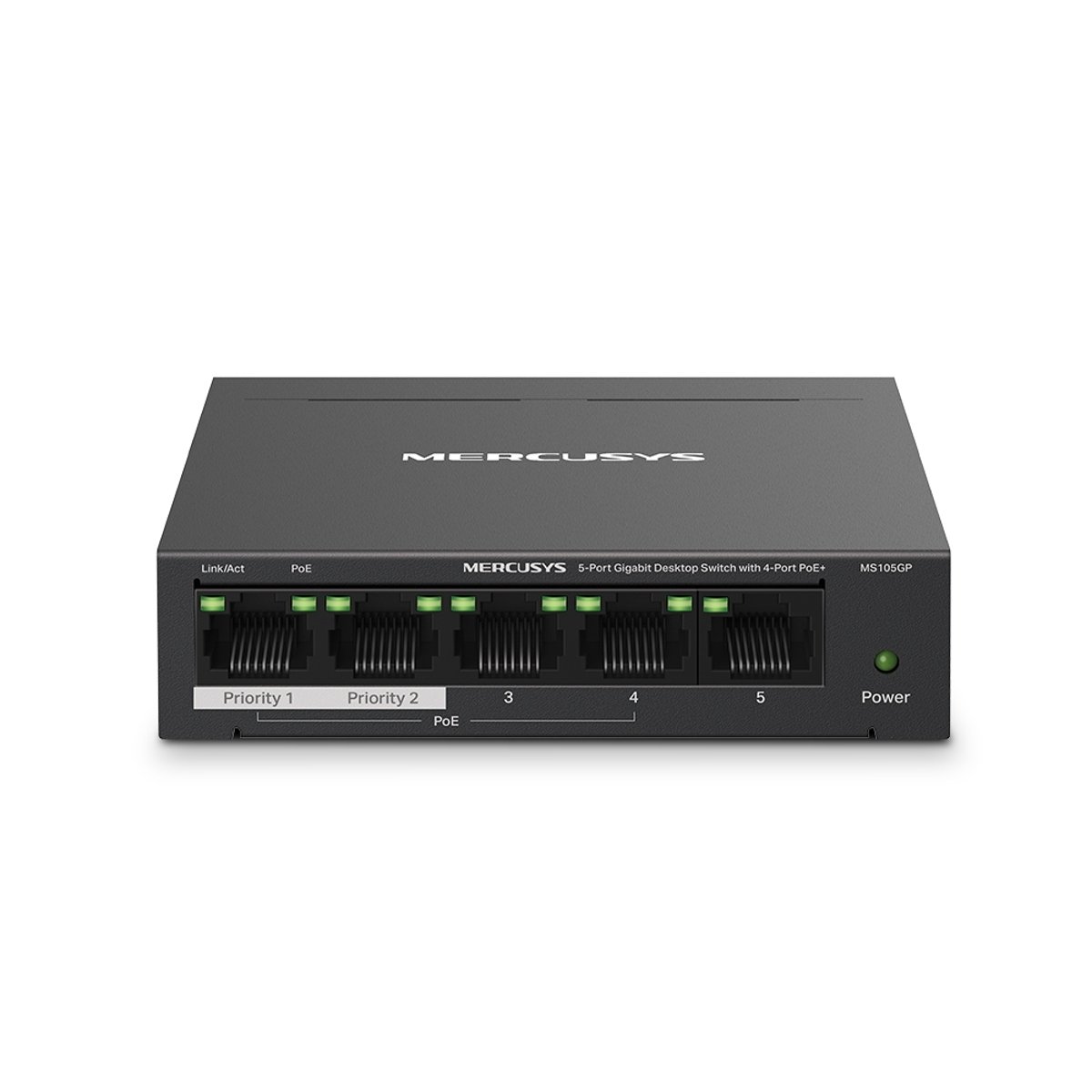 MERCUSYS MS105GP 5埠 Gigabit 桌上型交換器(具備4埠PoE+)