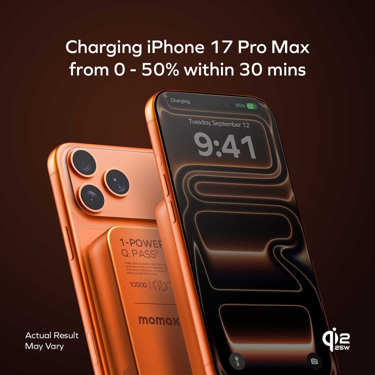 MOMAX 1-Power Q.Pass2 Qi2.2 10000mAh 磁吸流動電源(IP168Q2)(鈦金色)