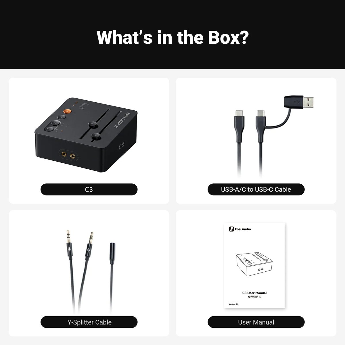 Fosi Audio C3 Al-Powered 遊戲音效卡+AMP+DAC