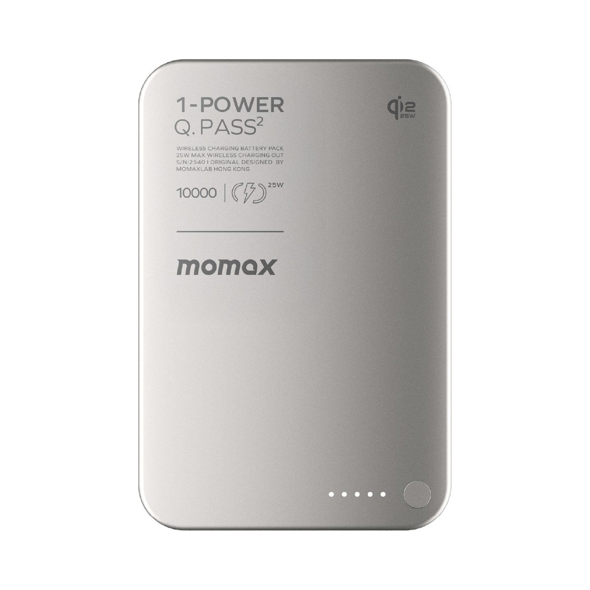 MOMAX 1-Power Q.Pass2 Qi2.2 10000mAh 磁吸流動電源(IP168Q2)(鈦金色)