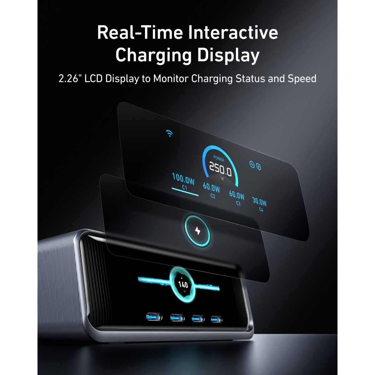 Anker Prime Charger 250W 6C2A 6埠GaN桌面充電站(A2345)(Grey)